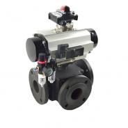 Carbon steel 3 way pneumatic ball valve