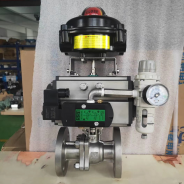 Pneumatic actuator actuated ball valve