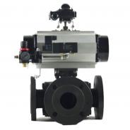 Air actuated 3 way ball valve