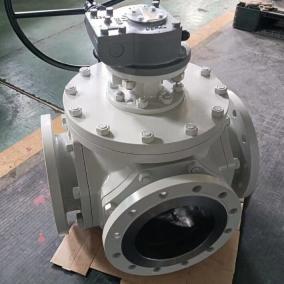 Gear operated 3 way ball valve